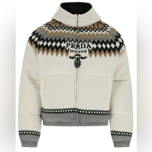 Prada women Logo Intarsia Zip-Up Padded Jacket NWT - Picture 1 of 10